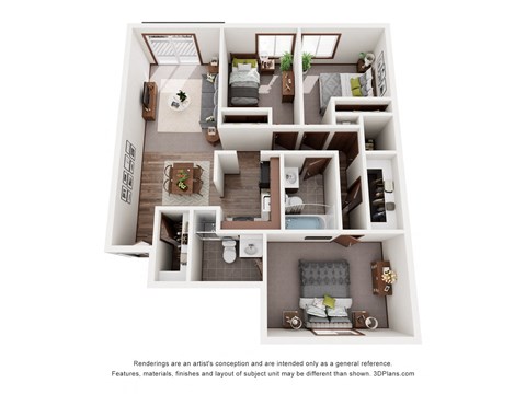 Floor plan for 3 beds, 1.5 baths, 1250 sqft